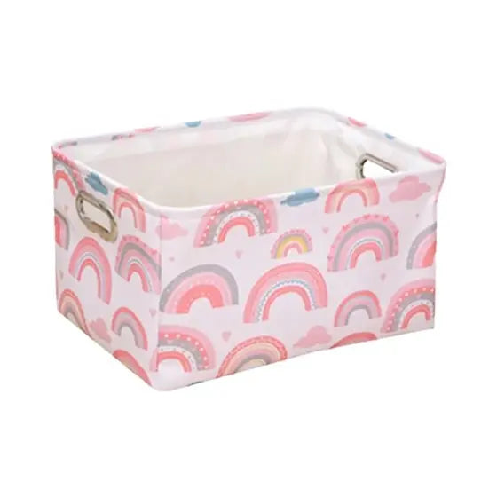 Panier de rangement en tissu – Arc-en-ciel pastel
