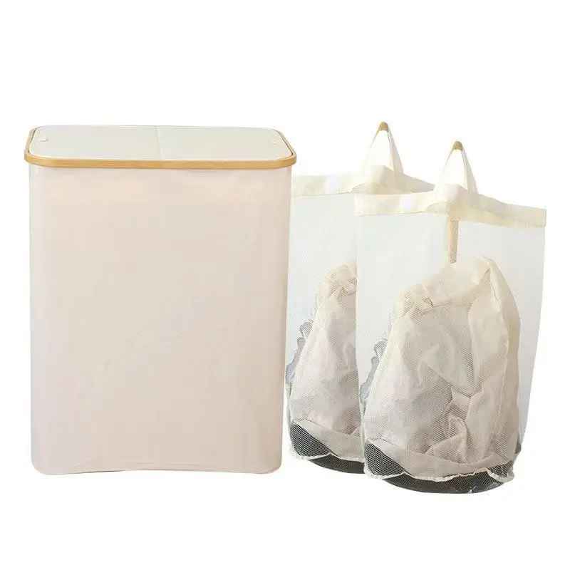 Grands paniers à linge avec couvercle à 2 sections