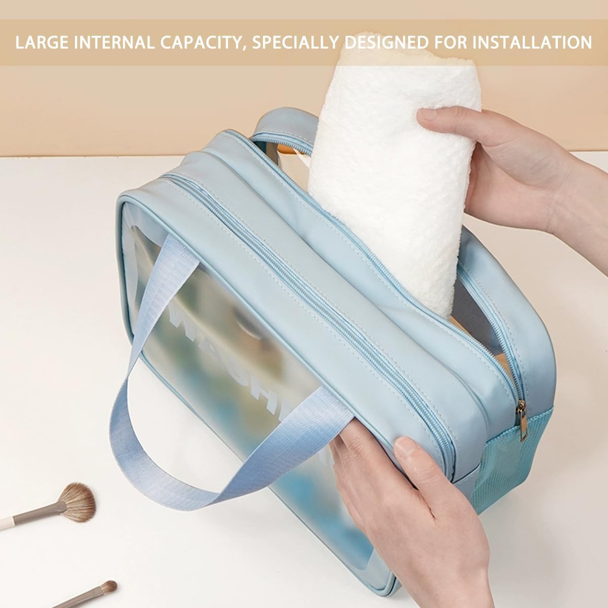 Trousse de Toilette Transparente Set, 3PC Trousse de Toilette Étanche en PVC