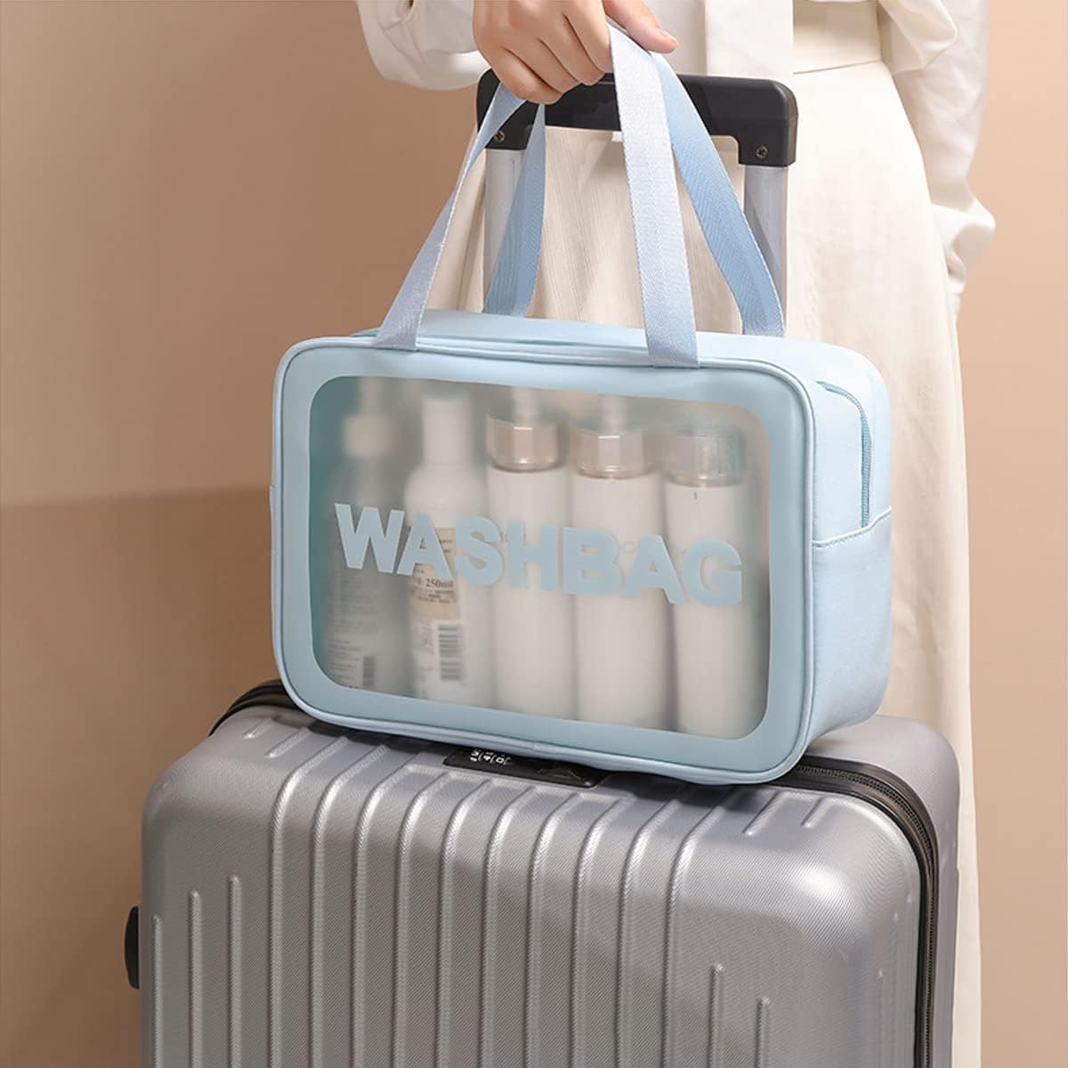 Trousse de Toilette Transparente Set, 3PC Trousse de Toilette Étanche en PVC