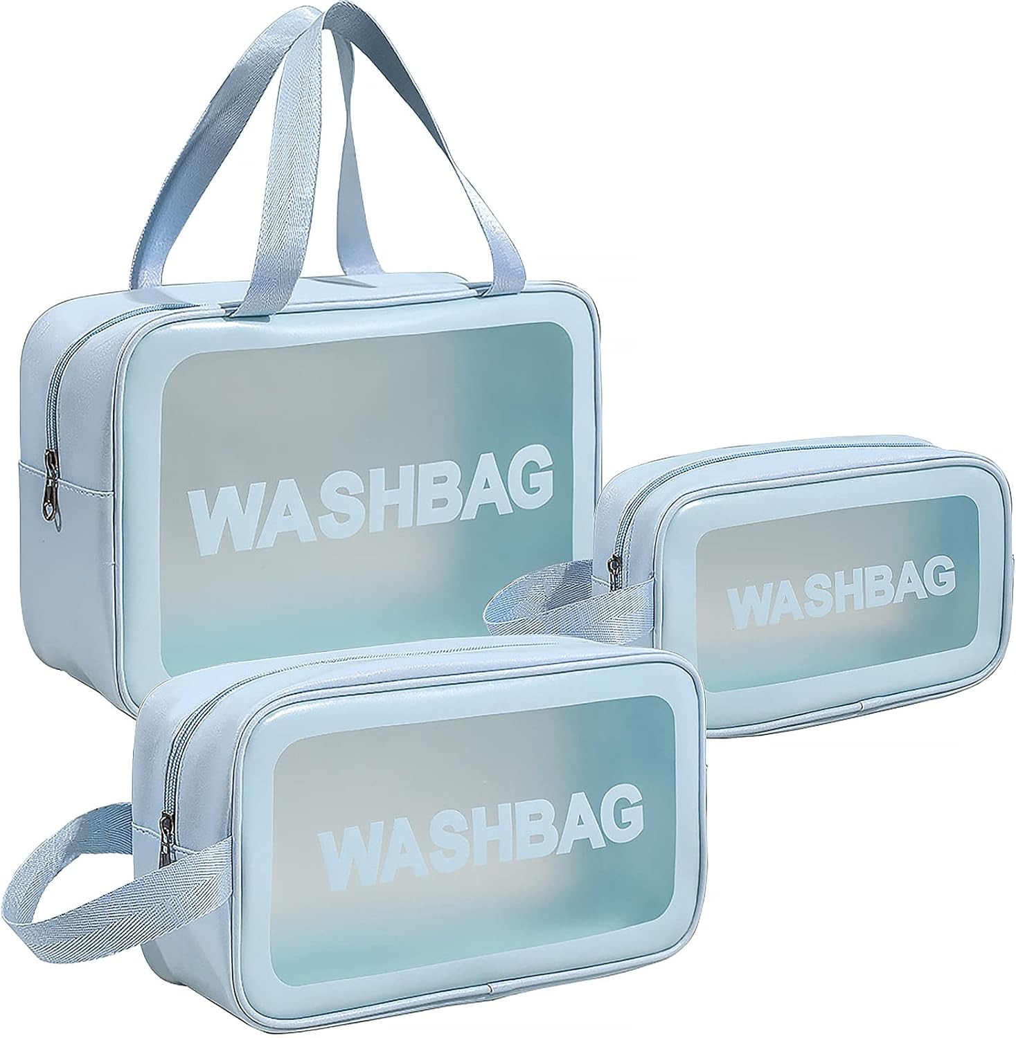 Trousse de Toilette Transparente Set, 3PC Trousse de Toilette Étanche en PVC
