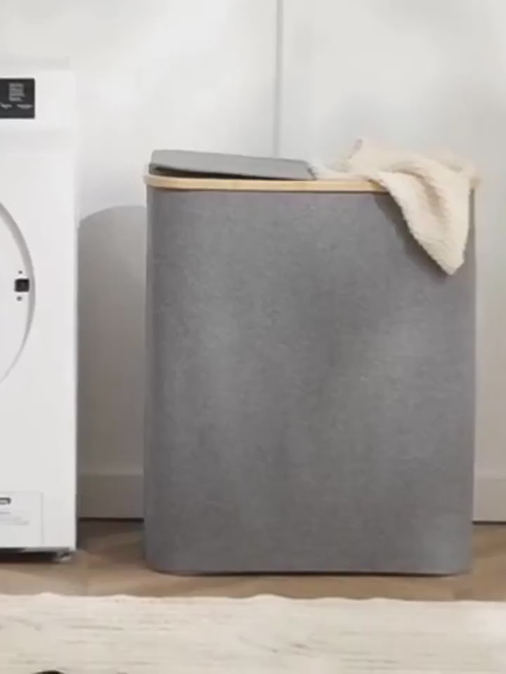 Grands paniers à linge avec couvercle à 2 sections